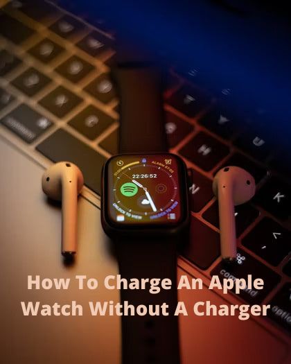 An Iwatch and a pair of Airpod over A Mac along with the Title of the Article.