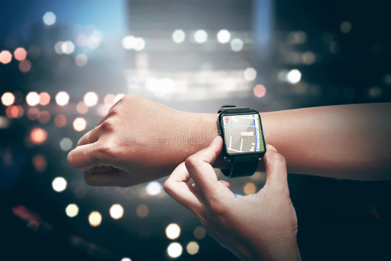 An Image of a Smartwatch Screen visualizing a GPS.